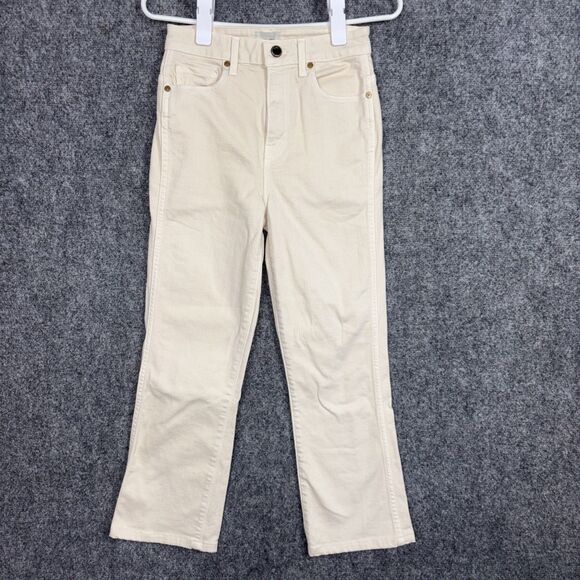 KHAITE Benny Jeans Womens Size 25 Cream Crop Flare - Picture 1 of 9